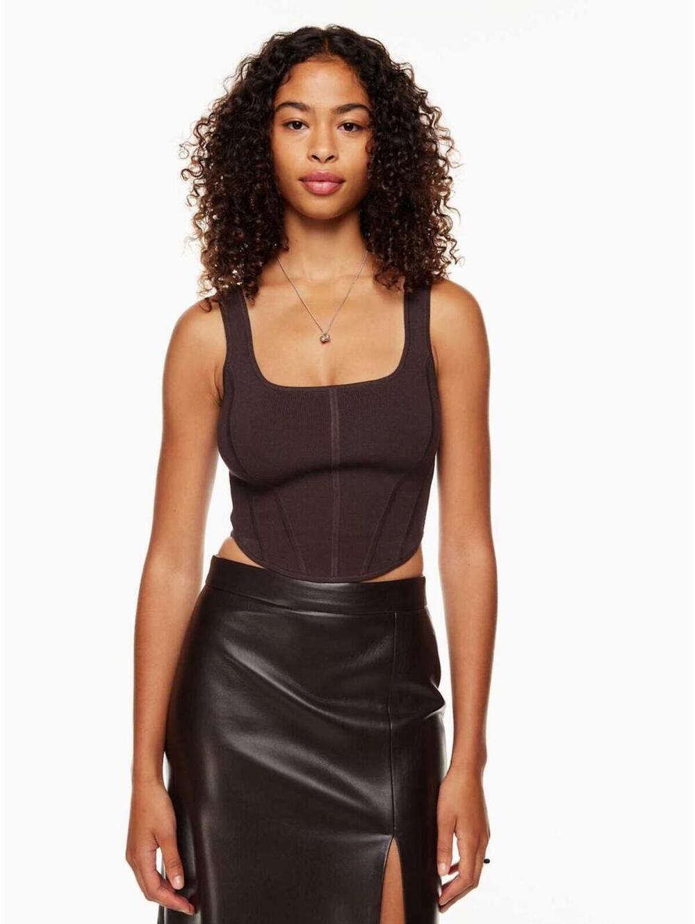 Aritzia Wilfred Natalie Bustier Top - Brown - XS